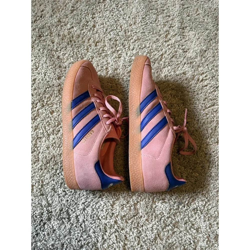 Adidas Gazelle J Sneakers Suede Pink Blue Girls Size 4 Gently Used World Cup